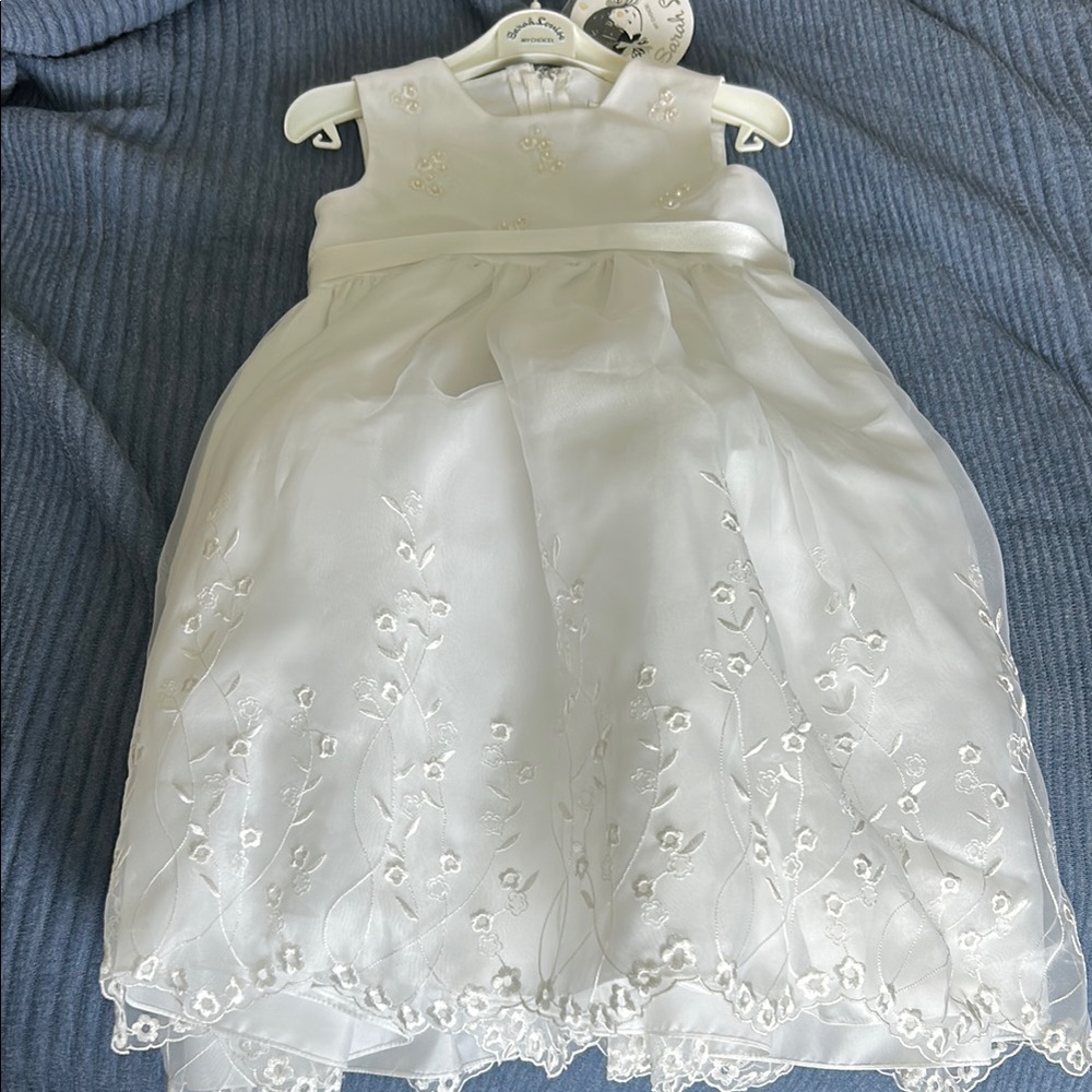 Elegant White Embroidered Dress- Flower Girl Dress